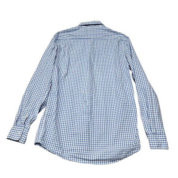 Johnnie-O Blue & White Checkered‎ Button-Down Shirt M 100% Egyptian Cotton - Picture 3 of 9
